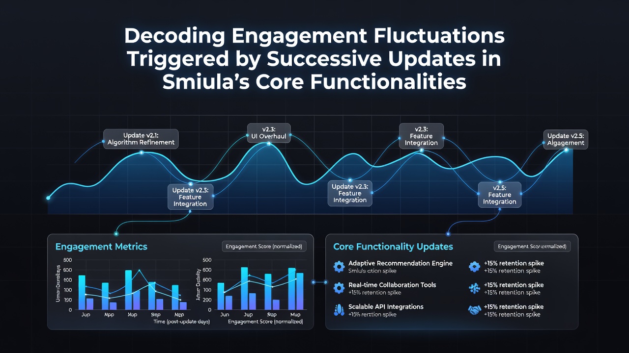 Decoding Engagement Fluctuations Triggered by Successive Updates in Smiula's Core Functionalities