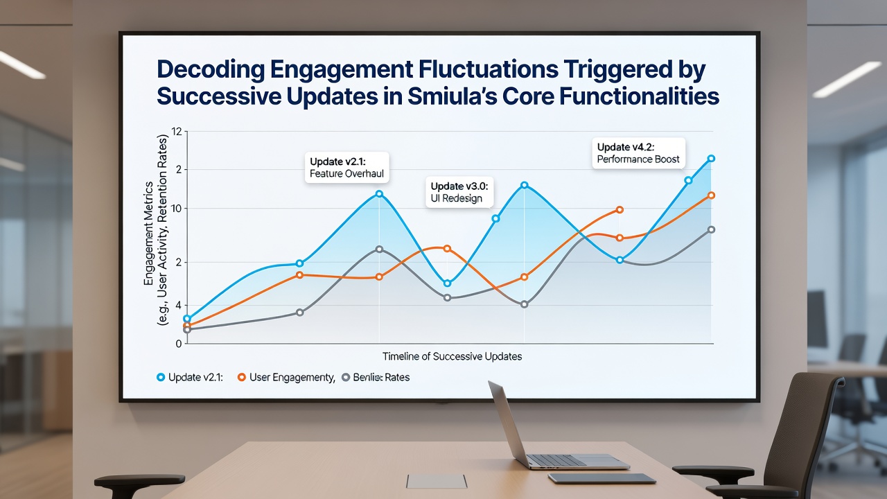 Graph illustrating engagement fluctuations across Smiula updates in 2026